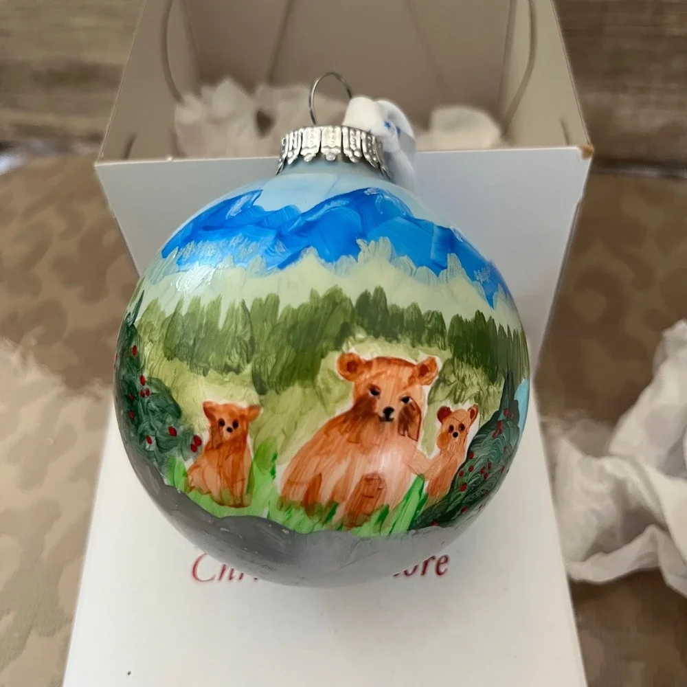 Alaska Christmas Hand Painted Bear Ornament Dani Sokol Skagway 2018 Boxed